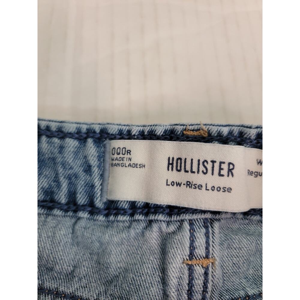 Hollister Jeans Sz 23 Low-Rise Loose Baggy Embroidered Bows Wide Leg - Picture 6 of 10